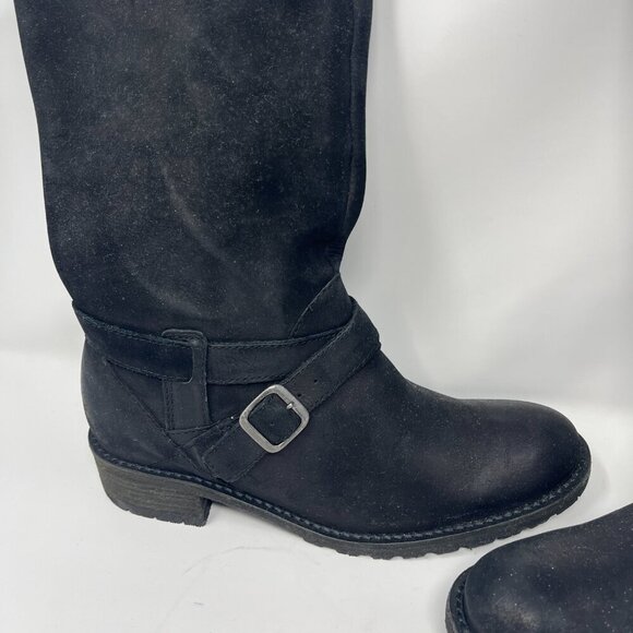 L.L. Bean Deerfield Rustic women's boots 7.5 tall leather riding black buckle - Picture 3 of 14